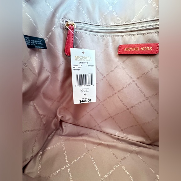 Michael Kors Charlotte Large Shoulder tote Bag Light Berry - Picture 8 of 12
